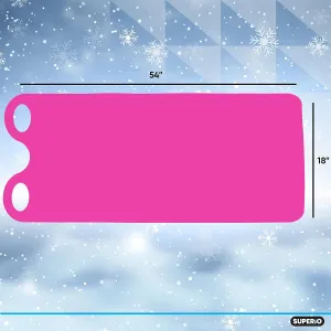 Superio Snow Slider Mat, Flexible Snow Sled Flying Carpet, Roll up Sleds for Kids and Adults 54" Lightweight Plastic Snowboard Sled(Fuchsia-Pink 3 Pack)
