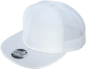 The Vintage Year Solid Cotton Twill Flat Brim Mesh Adjustable Snapback Trucker Baseball Cap (White)