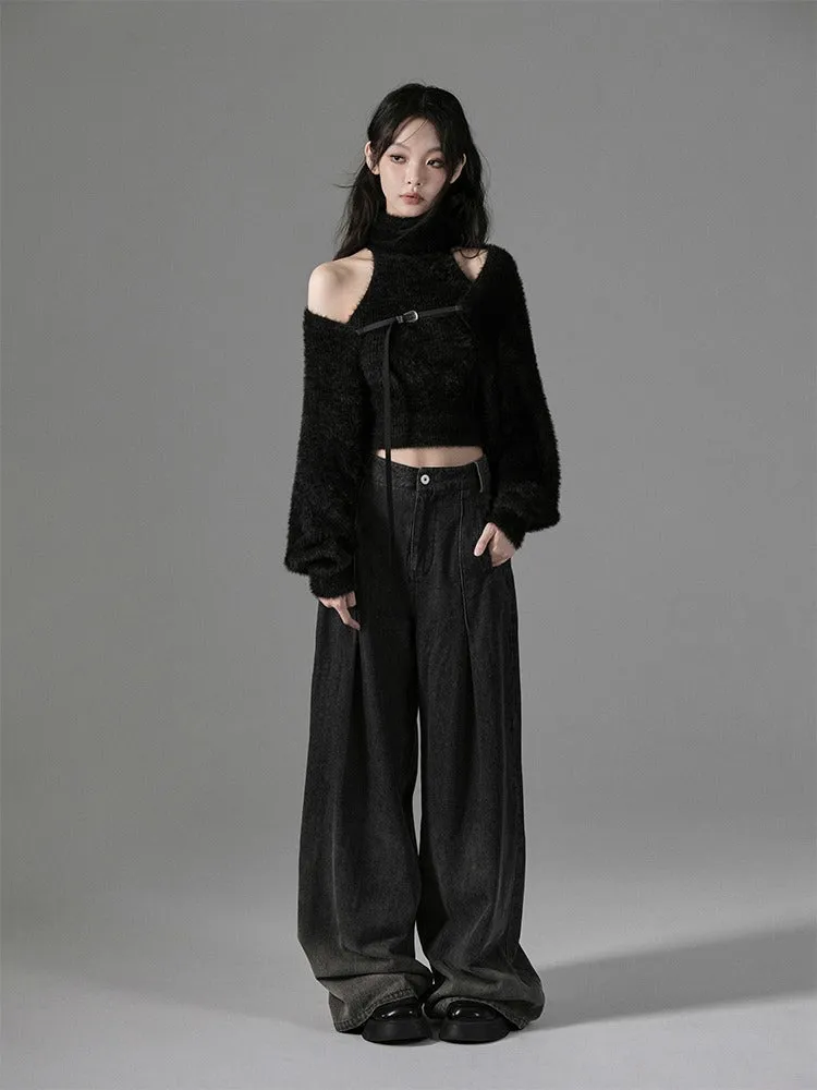 Turtle Neck Sleeveless Sweater & Knitted Shawl Cardigan Set up【s0000004399】