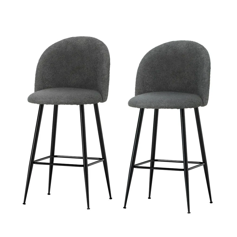 Two Bar Stools Kitchen Counter Barstools Sherpa Metal Chairs