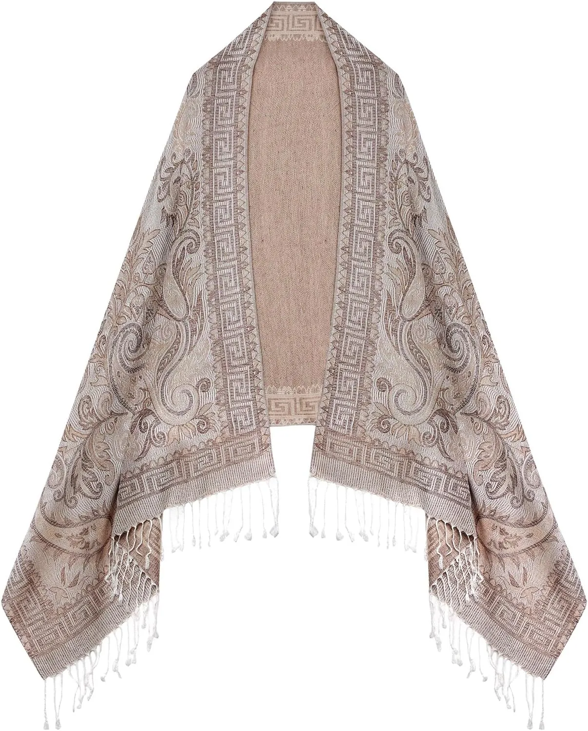 Umjetnost Womens Soft Silky Pashmina Rave Scarf Paisley Pattern Pashmina Shawl Wrap with Fringes