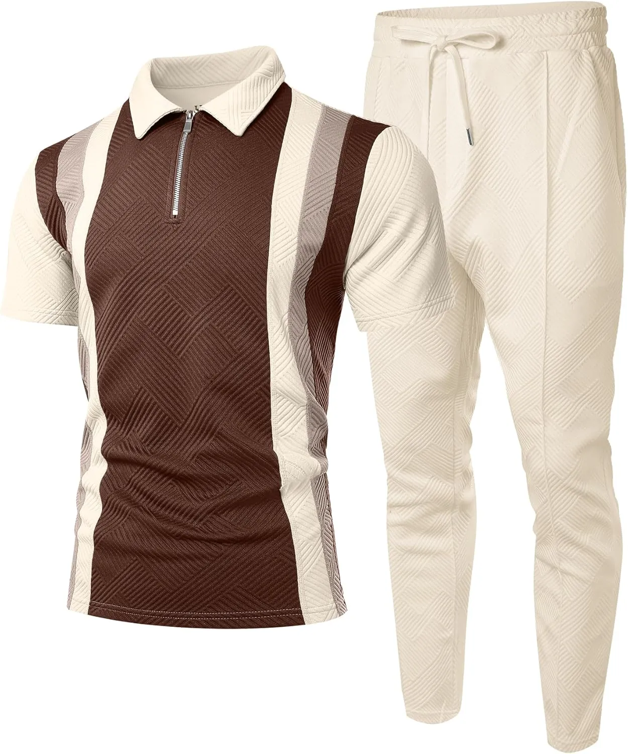 UOUA Mens Sweat Suits Set Tracksuit 2 Piece Outfits Short Sleeve Casual Sweatshirt & Loose Jogging Pants