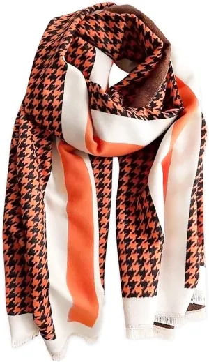 Winter Cashmere Scarf Shawl For Women Classic Houndstooth Pashmina Scarves With Tassel Warm Soft Long Thickened Wrap