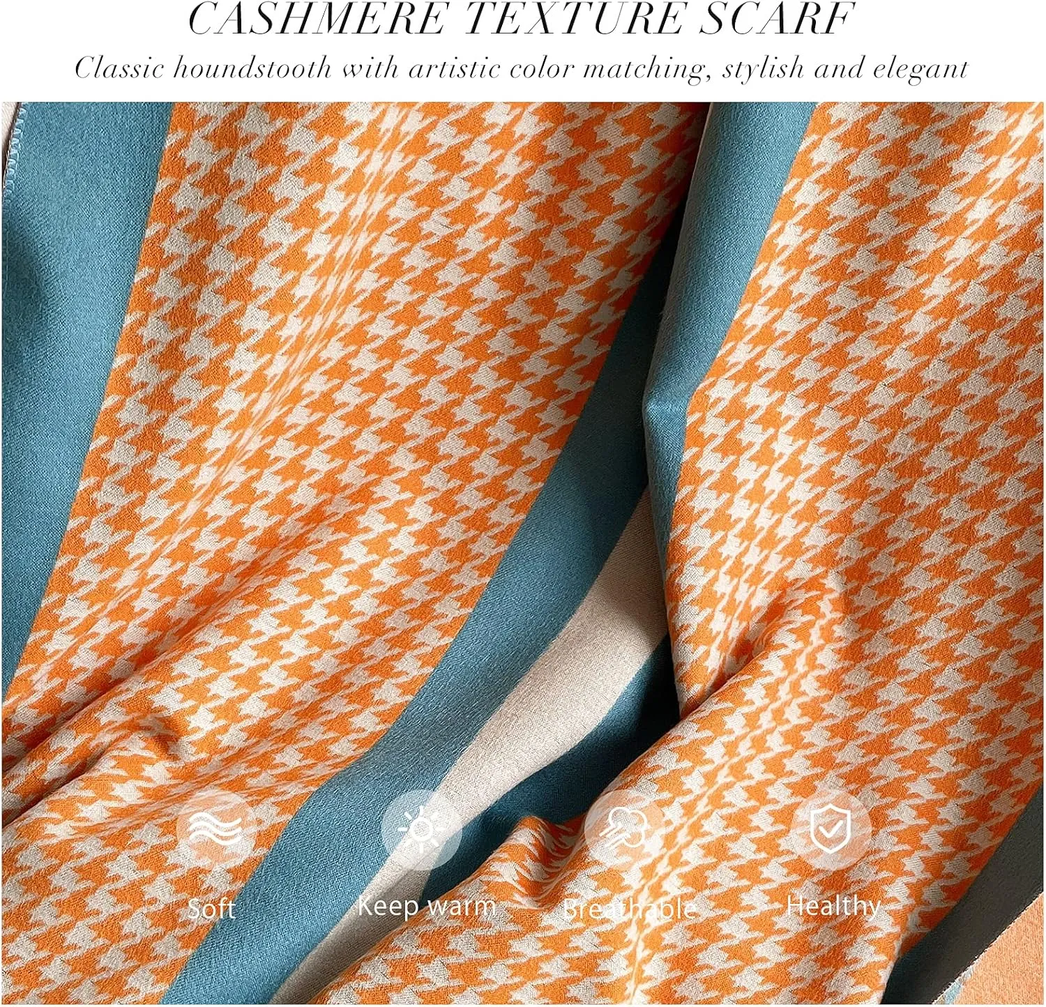 Winter Cashmere Scarf Shawl For Women Classic Houndstooth Pashmina Scarves With Tassel Warm Soft Long Thickened Wrap