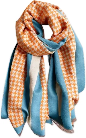 Winter Cashmere Scarf Shawl For Women Classic Houndstooth Pashmina Scarves With Tassel Warm Soft Long Thickened Wrap