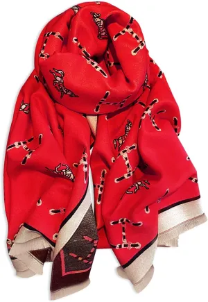 Winter Scarf Cashmere Shawl Women Retro Horse Letter Pattern Warm Pashmina Scarves With Tassel Soft Long Wrap Stole