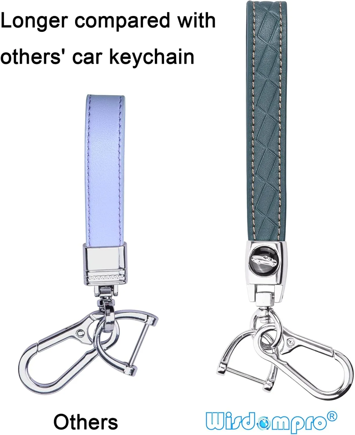 Wisdompro Microfiber Leather Car Keychain, Key Fob Keychain Leather Key Chain Holder with 3 Keyrings and 1 Screwdriver for Men and Women - Blue-gray