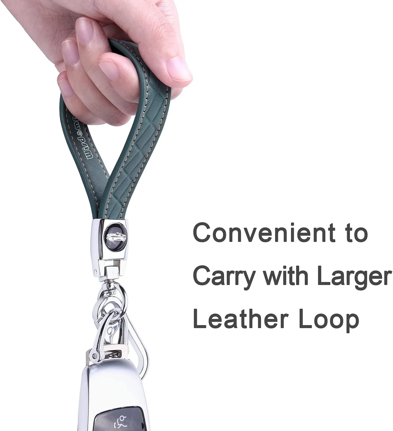 Wisdompro Microfiber Leather Car Keychain, Key Fob Keychain Leather Key Chain Holder with 3 Keyrings and 1 Screwdriver for Men and Women - Blue-gray
