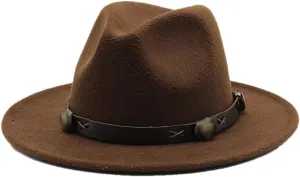Women Fedoras Woolen Hat Classic Jazz Hat Flat Brim Hat Couple Hat Outdoor Travel 2 59-61cm