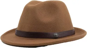 Woolen Women Fedora Hat Men Vintage Church Bowler Black White Wide Brim Classic Jazz Caps