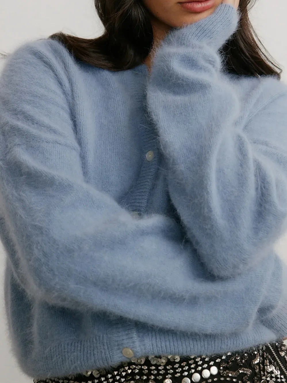 WORLD OF NOMADS FRANKIE CREW NECK CASHMERE CARDIGAN