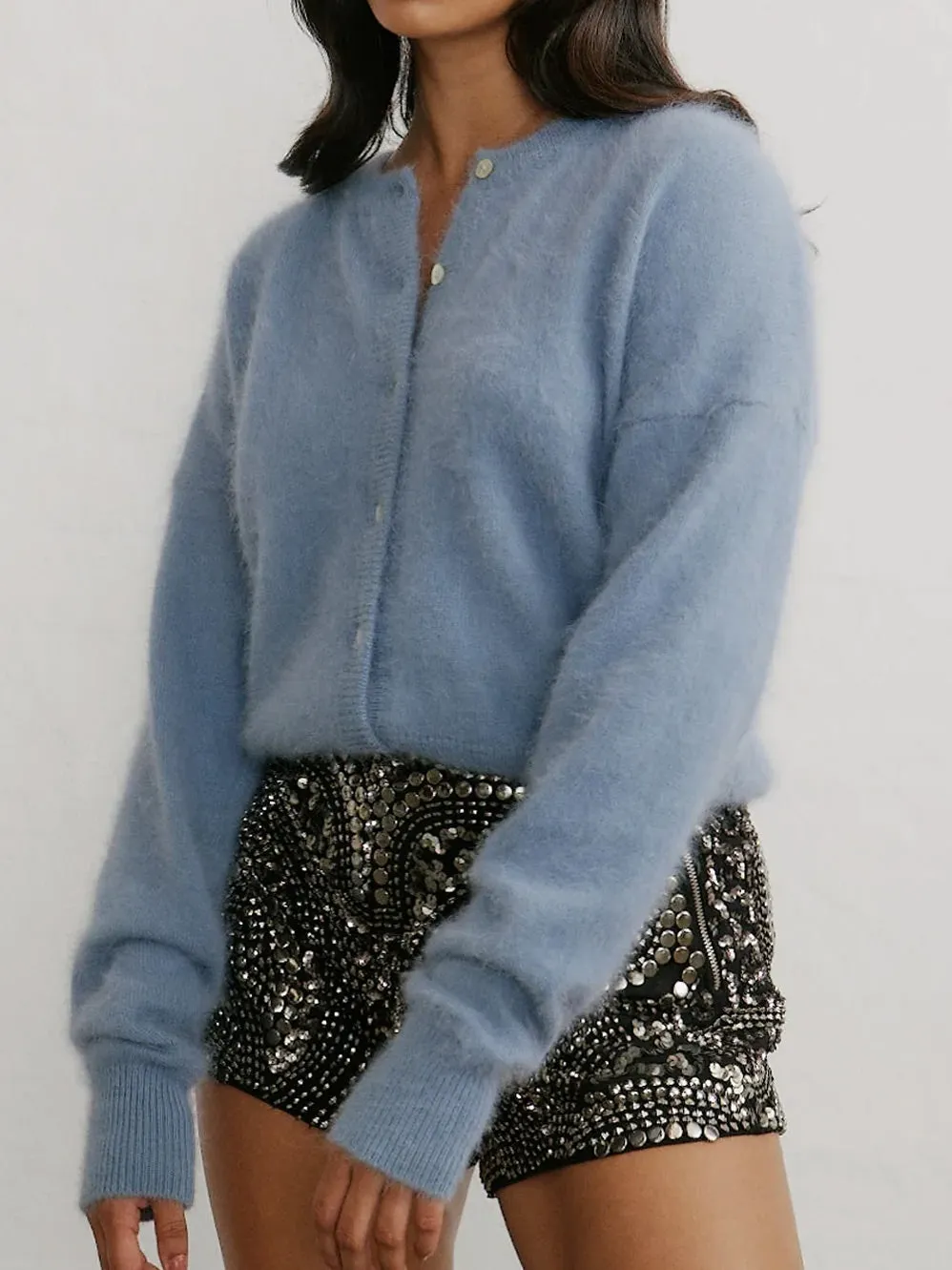 WORLD OF NOMADS FRANKIE CREW NECK CASHMERE CARDIGAN