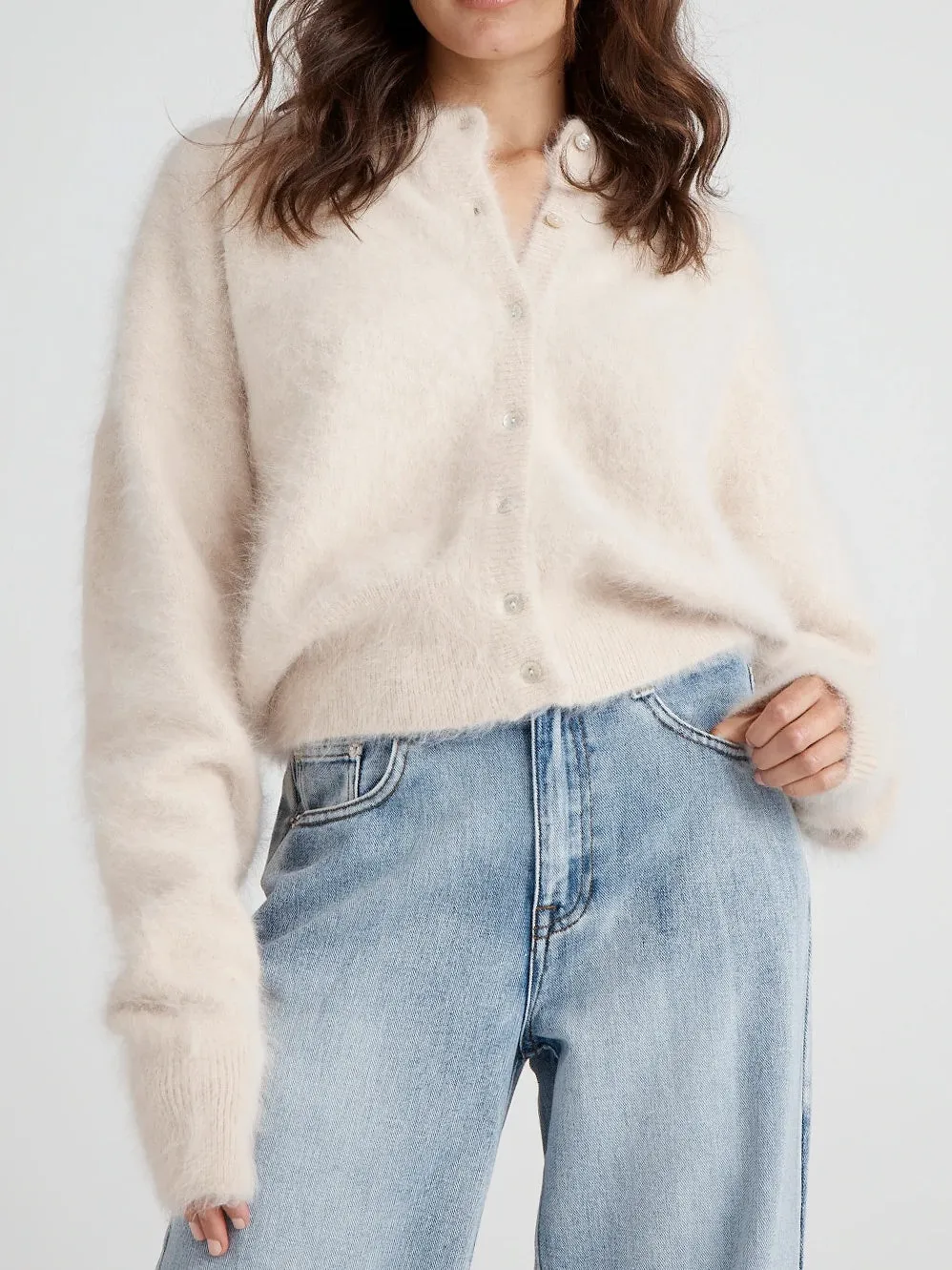 WORLD OF NOMADS FRANKIE CREW NECK CASHMERE CARDIGAN